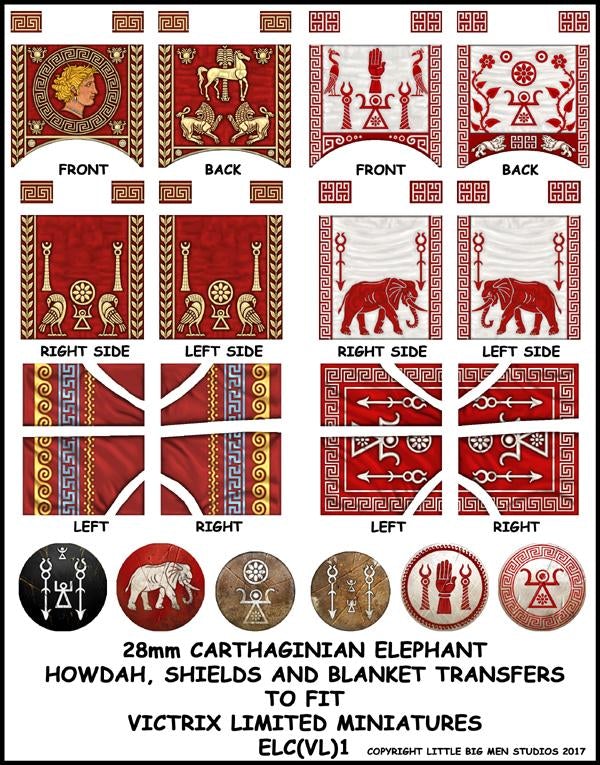 ELC VL 1 Carthaginian War Elephant shield, howdah and blanket transfer ...